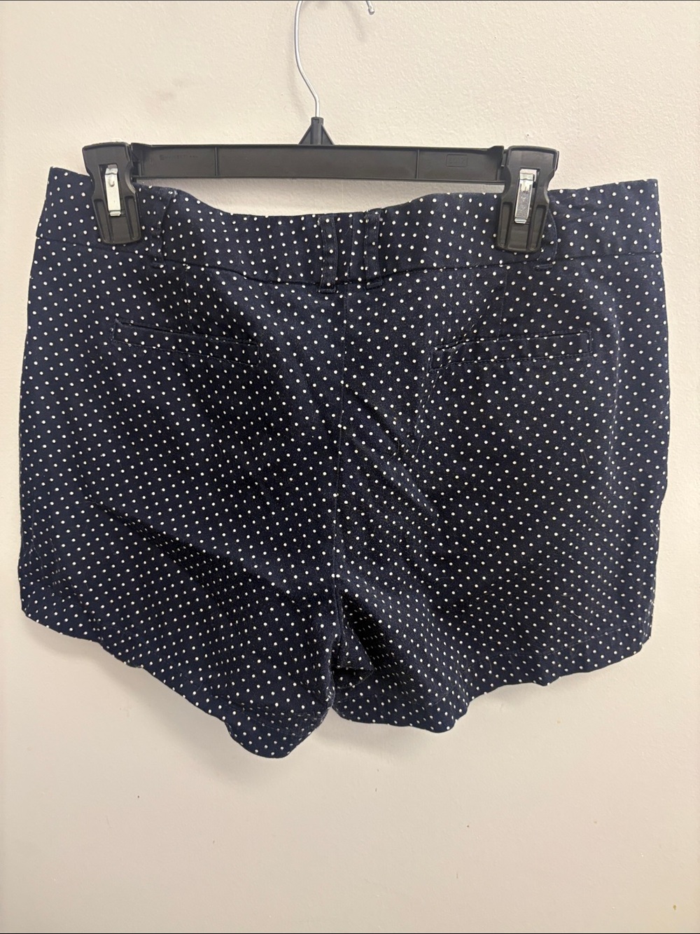 Polka Dot Navy Women’s Stretch Shorts - Picture 3 of 3